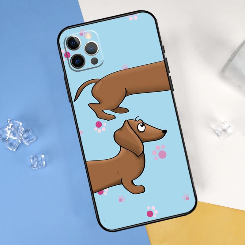 Cartoon Dachshund Dog Phone Case For iPhone 16 Pro Max 16e 12 13 Mini 11 14 15 Pro Max XR 15 16 Plus Cover Shell