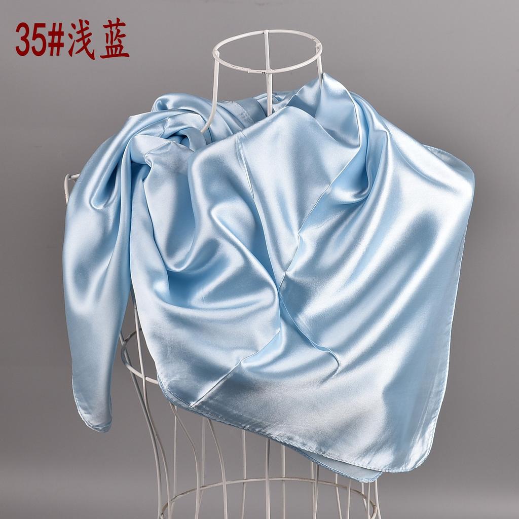 Solid Color Silk Scarf Square 90*90 Headscarf Foulard Satin Bandana Cheveux Neckerchief Hijab Accessoires For Woman Hair Scarf