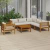 VidaXL Garden Lounge Set, 7 Pcs, with Cream Cushion Solid Acacia Wood