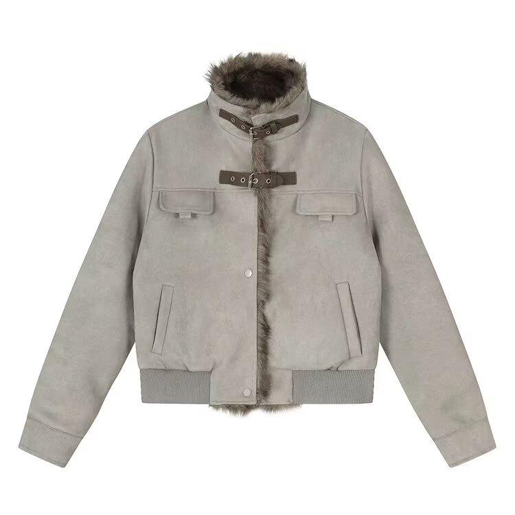

Women s Suede Velvet Jacket - 2025 Autumn Retro Loose Casual Design Extra Extra Large