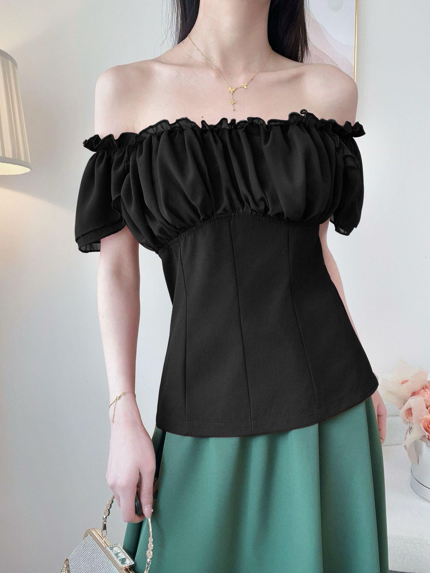 

Victorian Off-Shoulder Dark Summer Blouse for Women Extra Extra Large