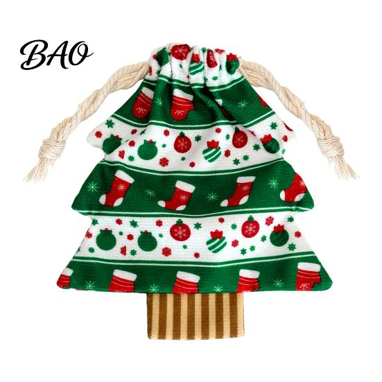 Christmas Party Favors Tree Shaped Gift Bags with Drawstring, Reusable Holiday Fabric Bags, Decorations Winter Goodie Storage Pouches for Present