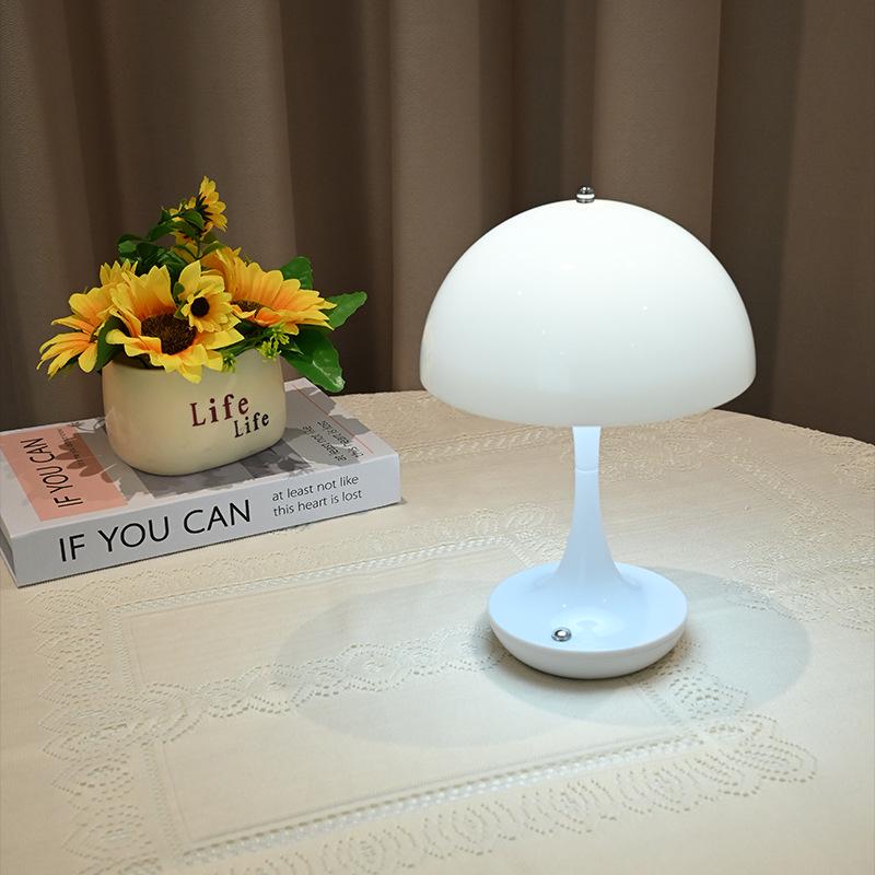 Nordic Cream Slim Waist Bedside Lamp - Rechargeable Touch Night Light with Girly Atmosphere