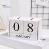 Calendario da tavolo con blocchi di legno, calendario perpetuo in legno massello rustico, calendario perpetuo riutilizzabile, decorazione per la scrivania dell'ufficio domestico