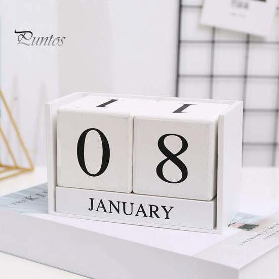 Calendario da tavolo con blocchi di legno, calendario perpetuo in legno massello rustico, calendario perpetuo riutilizzabile, decorazione per la scrivania dell'ufficio domestico