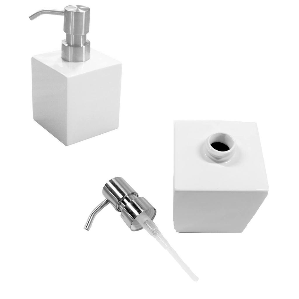 Senko White Cube Ceramic Soap x x cm 270 ml White Product 54306 Bottle, Approx. 7.4 7.4 13.9 (H), Capacity, Ceramic, Stain-Resistant, Clean, Number