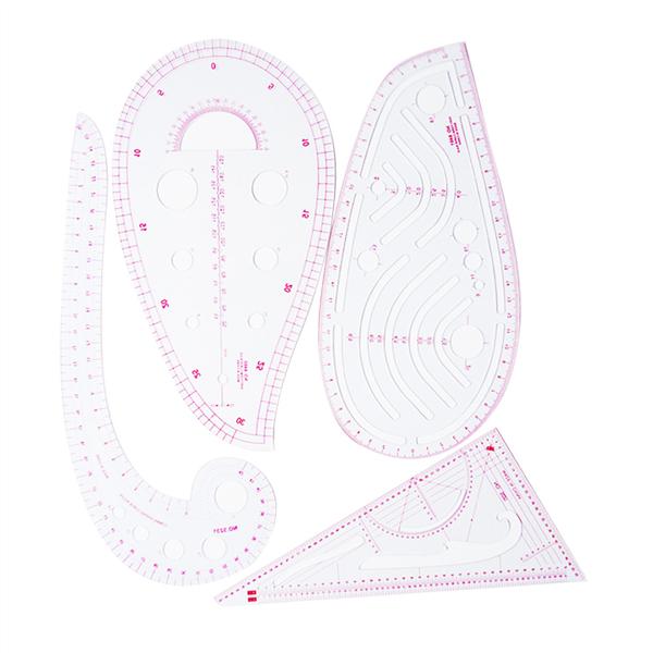 Buy 4pcs Rulers Durable Plastic Creative Metric Curve Pattern ...