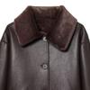 Womens Faux Leather Reversible Jacket Double-sided Thick Winter Coat Regular Fit XS S M L