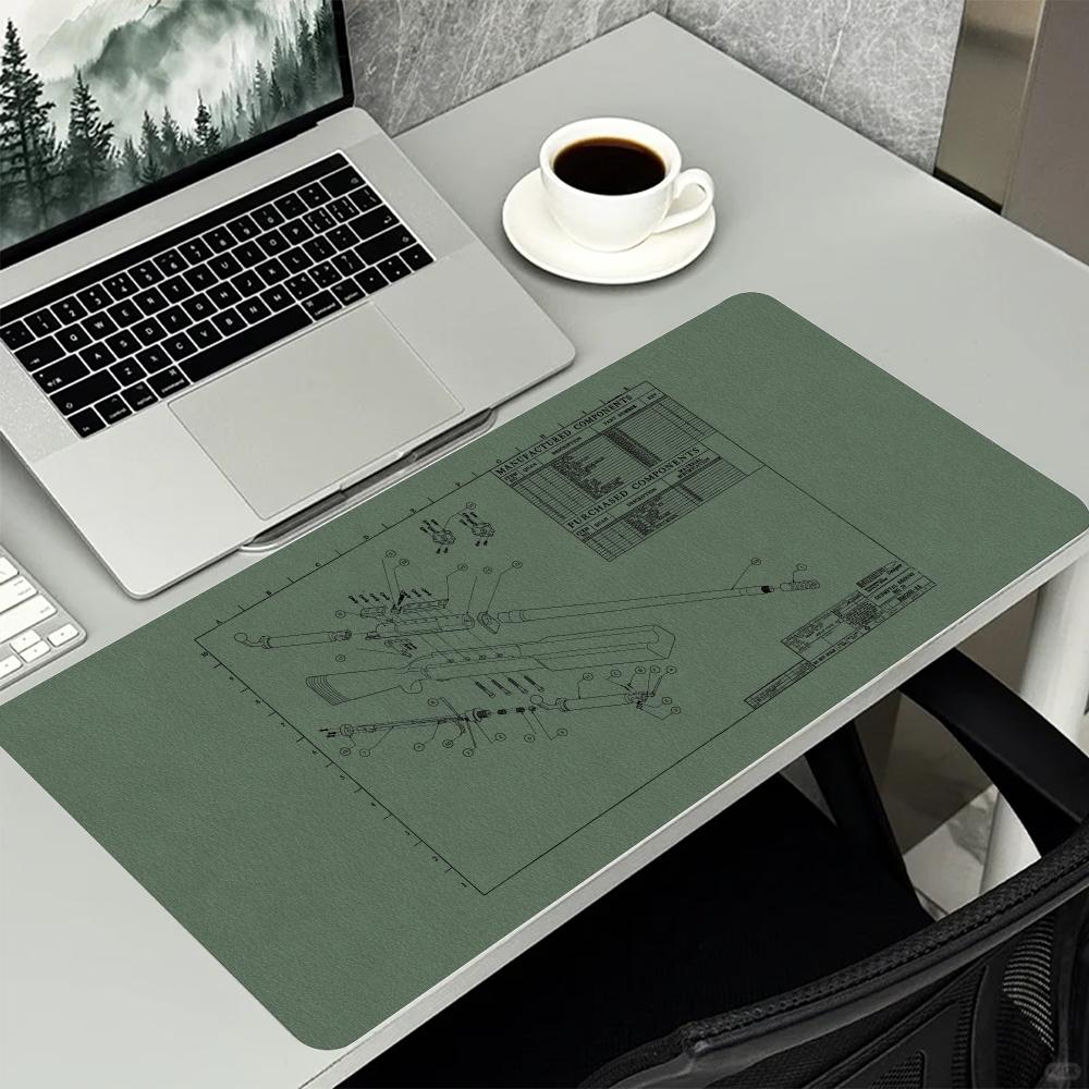Equipment Blueprint Technical Drawing Large Mouse Pad NonSlip Rubber With Stitched Edges For Gaming Setup And Daily Office Work