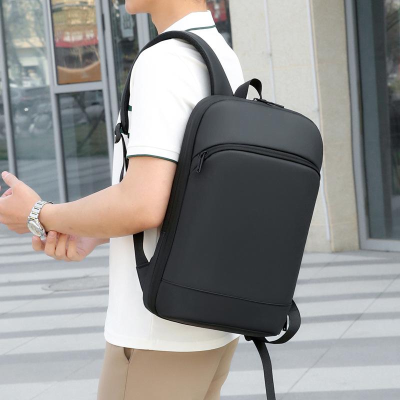 Jmg Bags Men's Black Business Ultra-Thin Commuting Large-Capacity Expandable Backpack, Multi-Functional Waterproof Backpack, Laptop Bag
