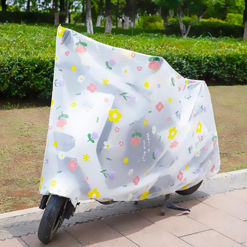 Douyin Popular Electric Vehicle & Bicycle Rain/Dust/Frost Cover with Cartoon Flower Design