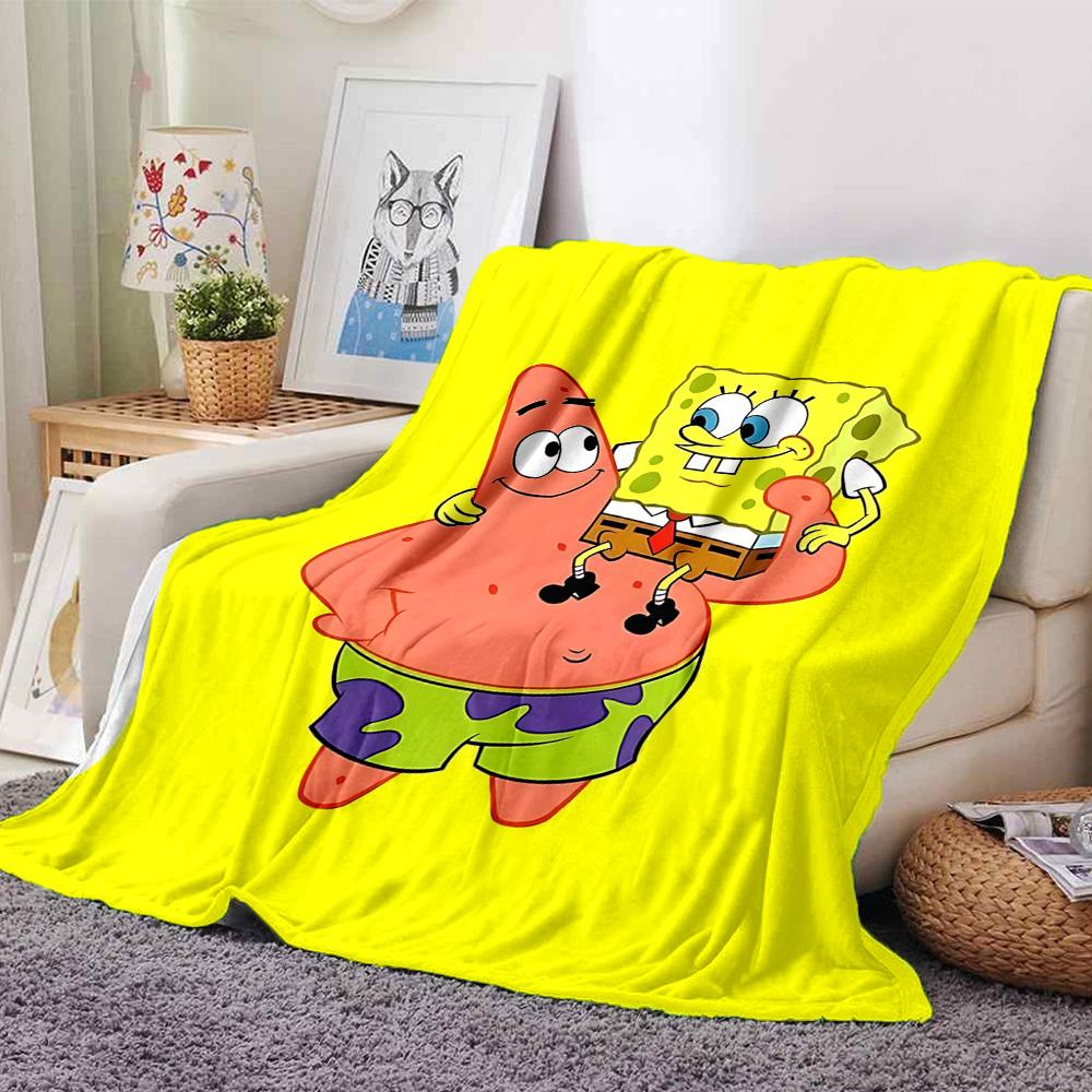 1pc Spongebob Squarepants Adventure Flannel Blanket,Ultra Soft Warm Plush Throw for Home Bedroom Bed Sofa Cover Camping Picnic Gift Y7243