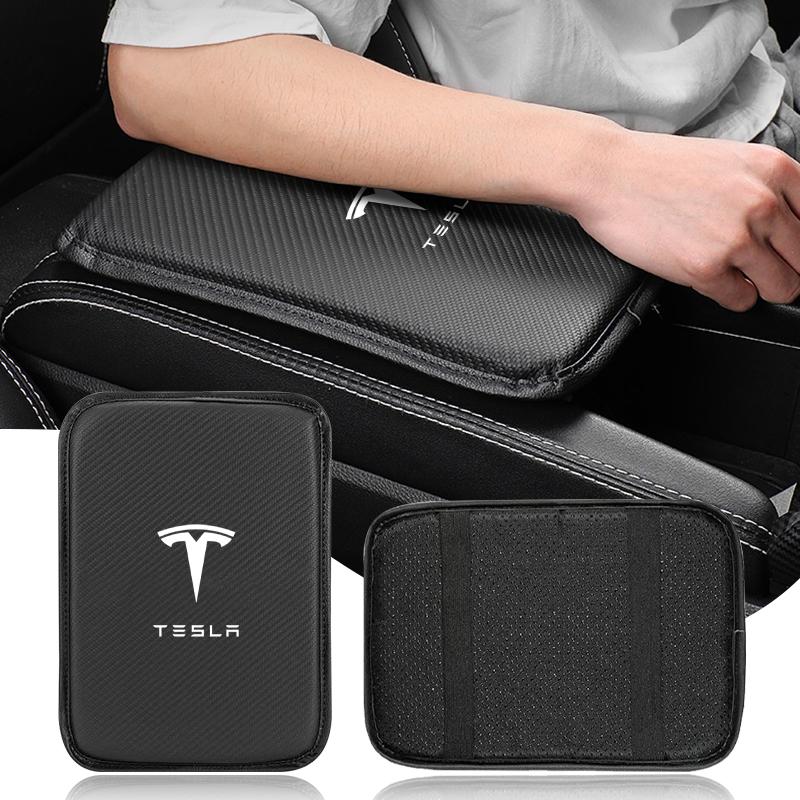 Car Armrest Box Mats Leather Center Console Covers Accessories For Tesla Model 3 Model X S 2016-2020 Decals TM3 TMX TMS Decal