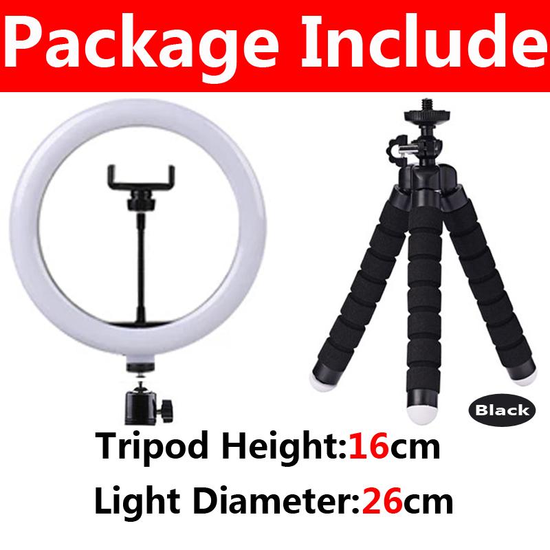 10 Inch LED Ring Light Photography Lighting Phone Ringlight With Tripod Stand Round Fill Lamp For Phone Live Video Selfie Lamp