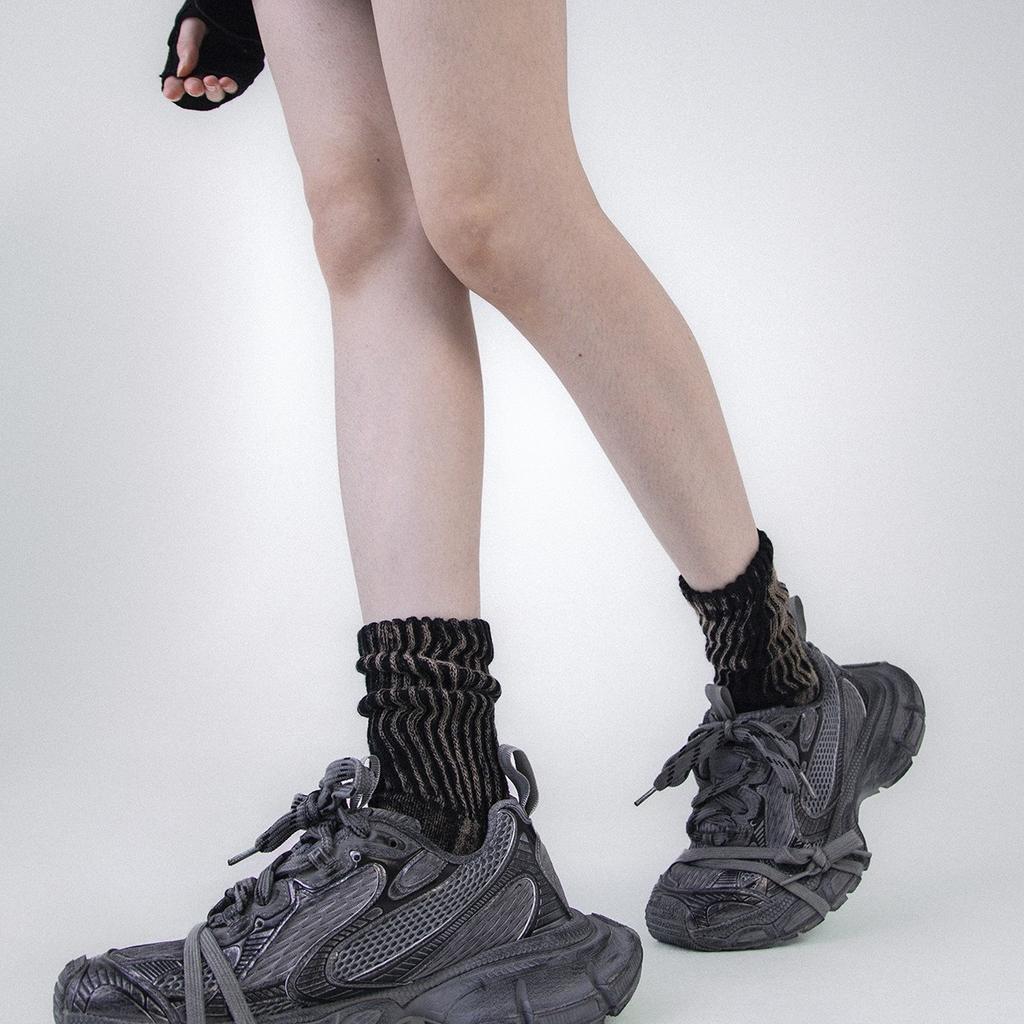 Vintage Tie-Dye, Dirty Washing, Waste Earth Style, Thick Thread Socks, Faded Old Mid-Leg Socks, Couples Pile Socks