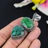 Green Jade Gemstone Handmade 925 Sterling Silver Jewelry Pendant 1.73" KG-119