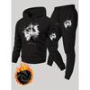 Men's Retro Urban Casual Two-Piece Set Hooded Top And Sweatpants Autumn Winter Comfortable Running Daily Wear Men's Clothing