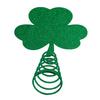 St. Topper de Árvore de Trevo de São Patrício com Base de Primavera Glitter Trevo Irlandês Miniatura Decoração de Topo de Árvore de Natal Ornamento para Festa de Feriado
