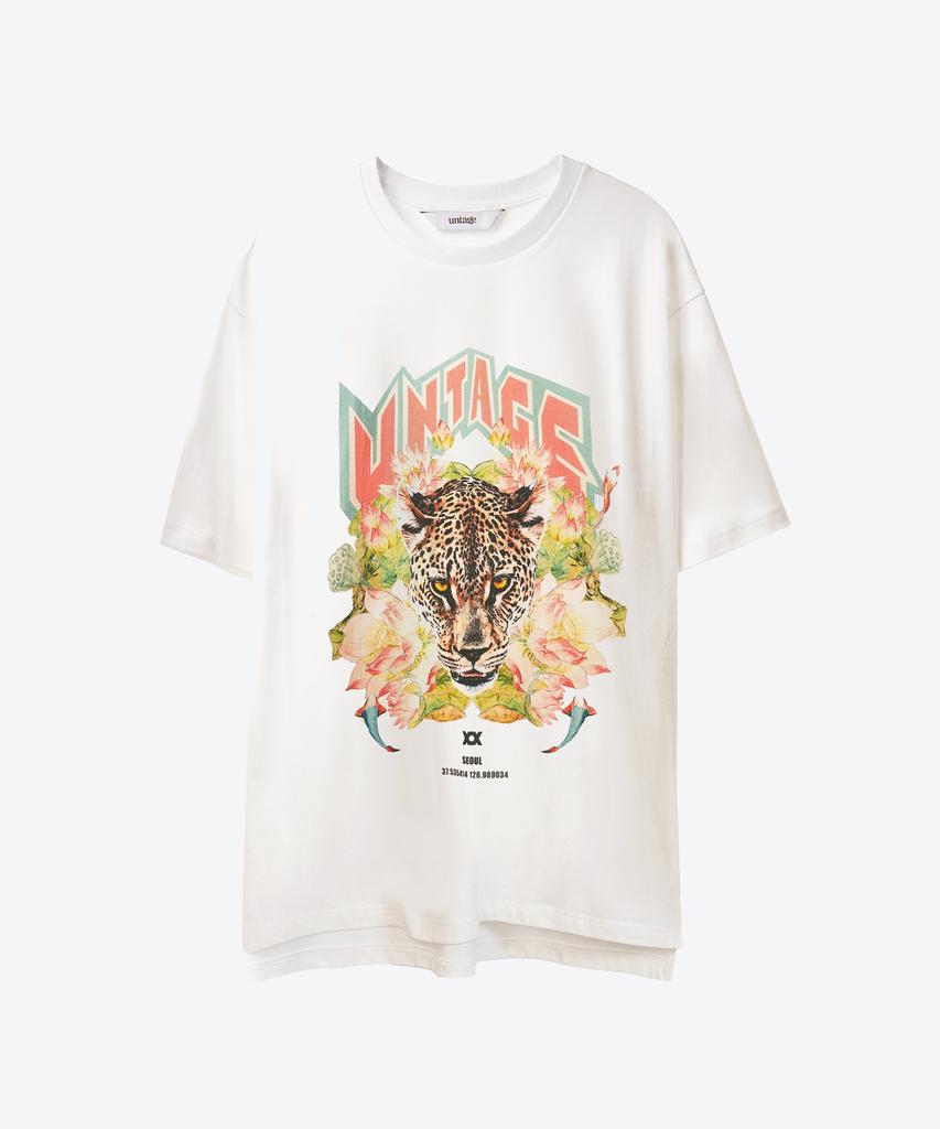 UNTAGE Leopard Print T-Shirt [White(Unisex)]_Utt-St01