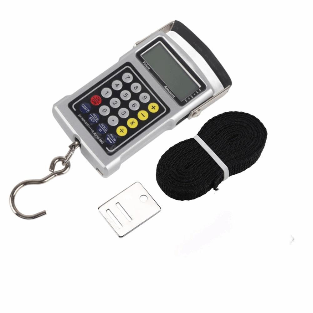Silver Digital Hanging Scale ABS Luggage Weighing Scale Electronic Fish Hook Scale  Fishing Use