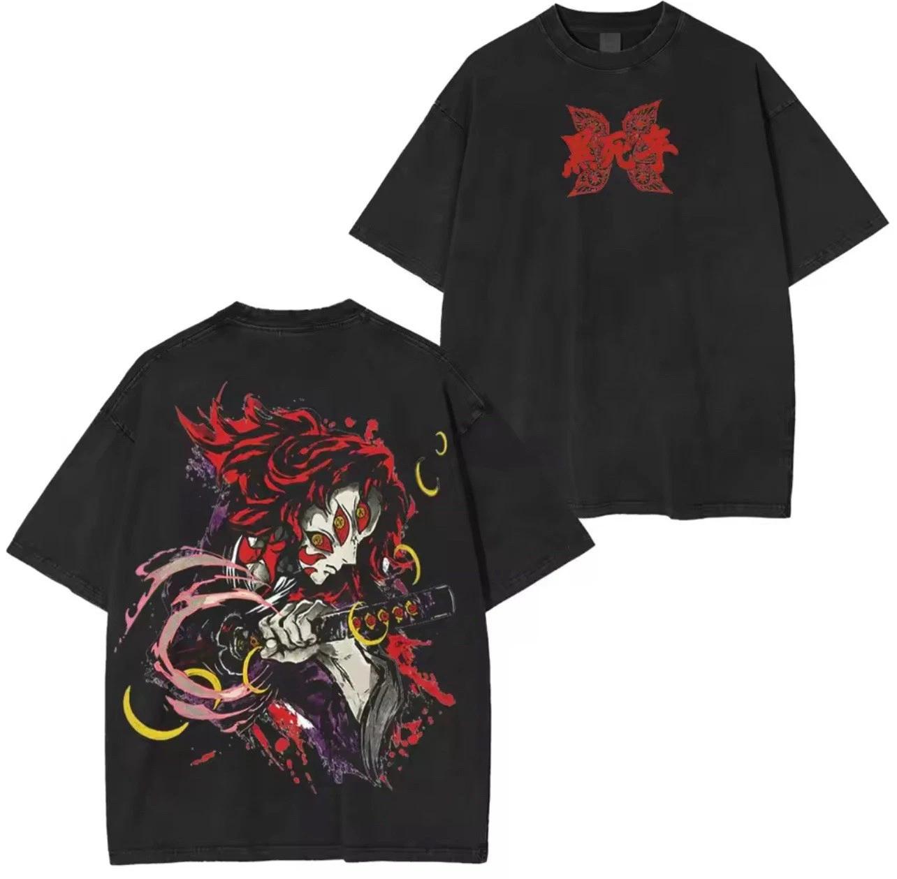 

Anime Demon Slayer Blade One of The Top Chords Unisex Washed Oversized Mens Tshirt Spring and Summer New Style M