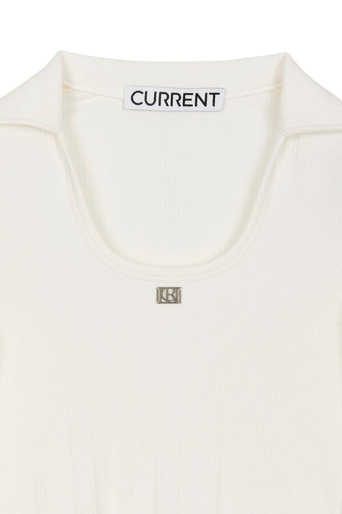 CURRENT Collar U-Neck Long Sleeve [Ivory]