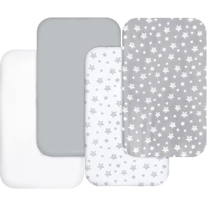 

Простыни для люльки для мальчиков и девочек, 4 шт.(33 x 20 ), Совместимо с AirClub, Mika Micky, Baby Delight, Dream On Me, Koola, AMKE и другими серый