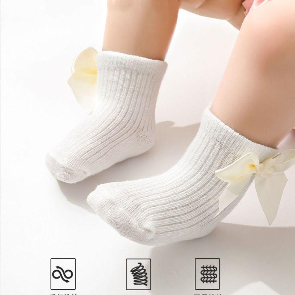 8Pairs Bowknot Toddle Short Tube Socks Stripe Infant Solid Socks Soft Baby Cotton Socks  Gifts