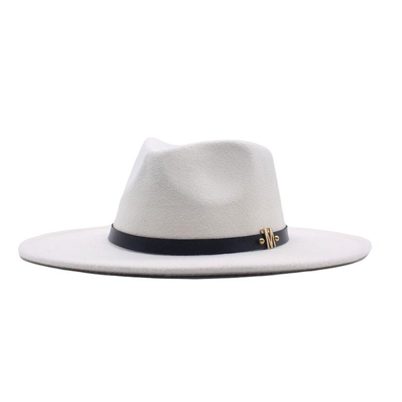 Europe, America, Autumn and Winter New M Standard Big Eaves Peach Heart Concave Convex Top Fashion Flat Top Hat Women's Woolen Jazz Hat