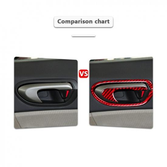 8Pcs For Honda Civic 2006-11 Carbon Fiber Interior Door Handle Frame Cover Trim