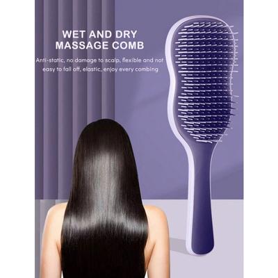 1pc Natural Smooth Hair Brush, Scalp Care Massage Brush With Anti-Slip Handle, Suitable For Curly, Straight, Dry Or Wet Hair
