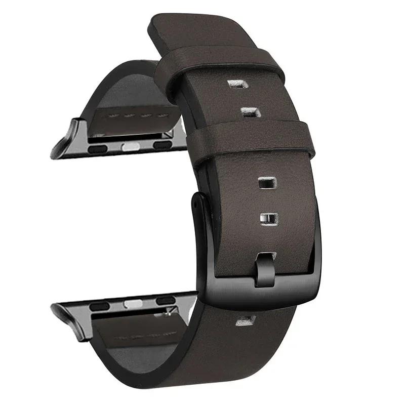Leather Strap for Apple Watch Ultra 2 Band 49mm 9 8 7 45mm 41mm High Quality Strap for IWatch Series 6 SE 5 4 44mm 40mm Correa