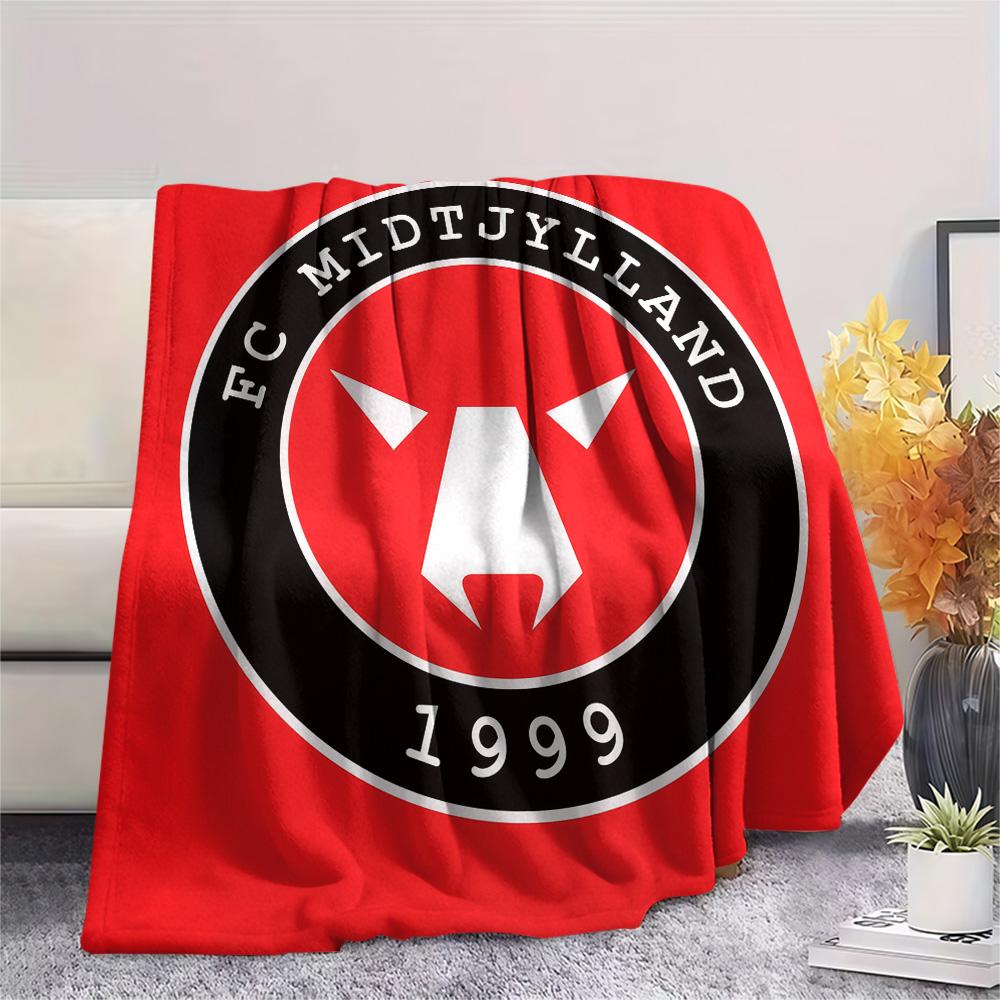 FC Midtjylland Flanelldecke mit Aufdruck, Hohe Qualität, Bequem für alle Jahreszeiten, Heimdekoration, Wärme und Komfort
