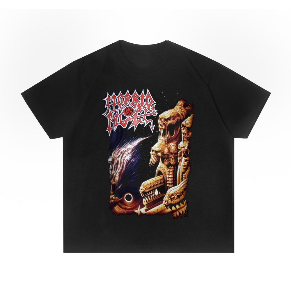 2025 Summer Morbid Angel Band Morbid Angel Rock Print Cotton Men's and Women's T-shirts High Quality Short Sleeve Men's Tee