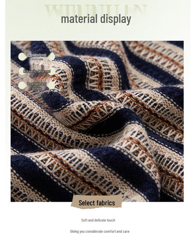 Elegant Korean-Style Striped Knitwear T-Shirt for Women, Plus Size, Loose Fit, Five-Sleeve, Perfect for Middle-Aged & Elderly, Spring Wear.