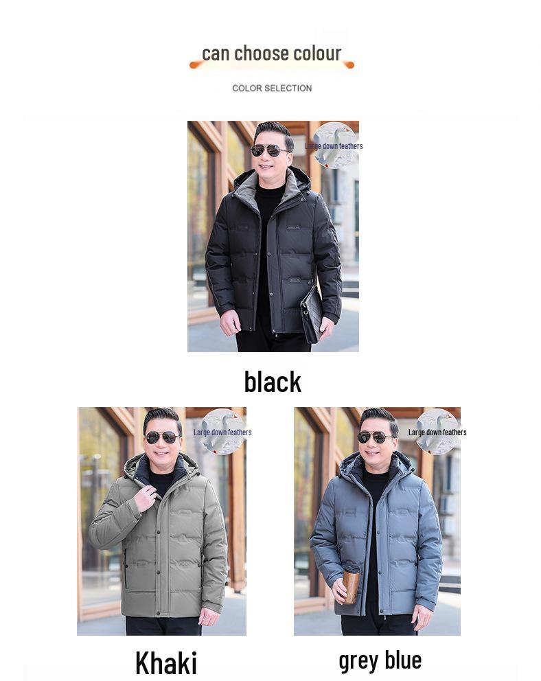 Men's Winter Down Jacket for Middle-Aged & Elderly - Thick, Warm Outerwear for 50s & 60s  