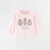 Girls' Long-Sleeved T-Shirt Pink Printed Top 2025 Spring and Autumn Thin Versatile European and American Style Children's Pure Cotton Base Shirt