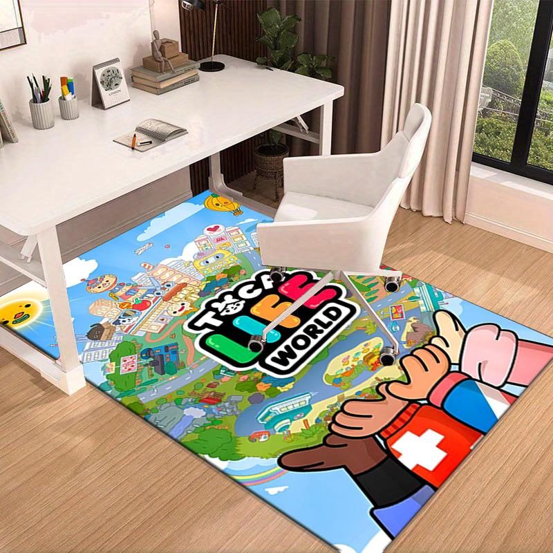 Toca Boca Spielfiguren im Gittermuster Teppich für das Büro, Stuhlunterlage, Dekorations Teppich Wohnzimmer Schlafzimmer Matte, Große Größe Fan Geschenke Weihnachtsgeschenke