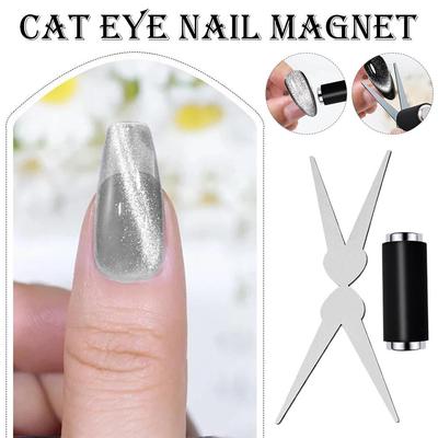 Sada magnetů pro francouzskou nail art s dvojitou hlavou Magnetická tyčinka Cat Eye Kombinace Nail Art DIY V-tvarovaný efekt Magnet na gelový lak