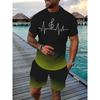 Summer Arrivals Classic 3D Printed Men's Set Stylish Casual Trendy Short-Sleeve T-Shirt & Shorts Set Travel Two-Piece Set