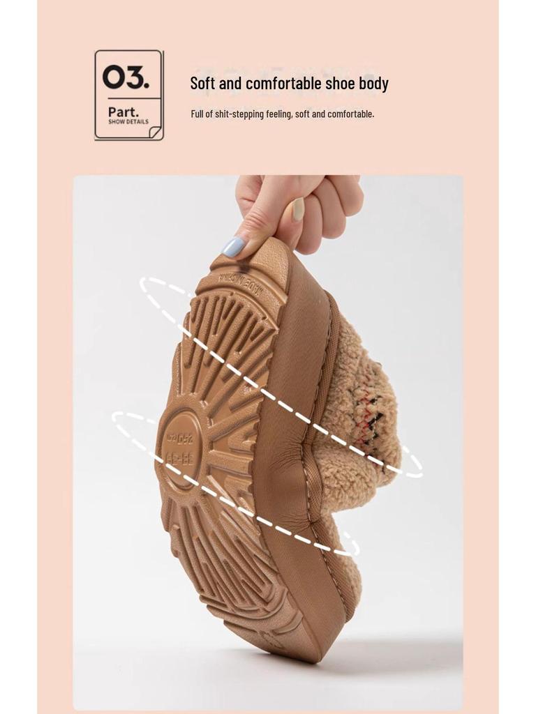 Women's Plush Cotton Slippers - Warm Indoor/Outdoor Winter Shoes 2024