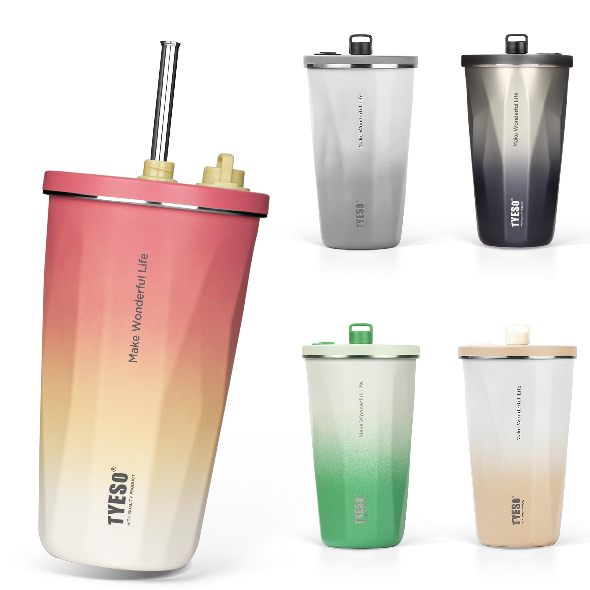 

Стакан TYESO из нержавеющей стали с широким вакуумным горлом для дома, сохраняет горячим или холодным, большой, для девочек и мальчиков, с трубочкой, стальной, с широким горлом, с термоизоляцией, для офиса, для улицы, многоцветный,