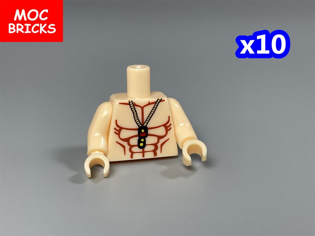 10pcs MOC Bricks Torso Body Man Muscle Pants 4cm Figure Part Particles Assembled Building Blocks Children's Toys