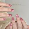 10pcs Ballet Short Nail Tips Set-Glossy Finish Polka Dot & Solid Color Designs with 3D Bow Accents Nail Art for Women and Girls
