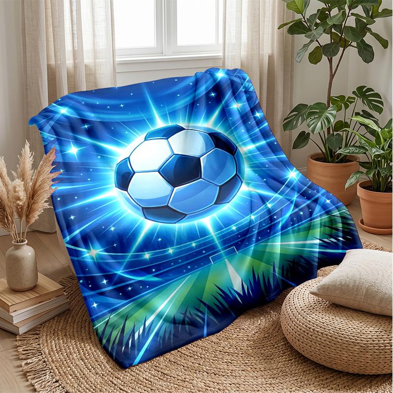 Soccer Ball in Stadium Theme blanket Lightweight Warm Flannel Blanket Decorative Throw Blanket for Home Decoration