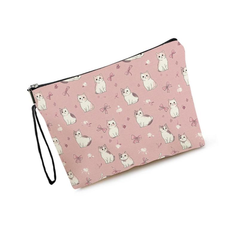 Cartoon Katze Kosmetiktasche Niedlich Große Kapazität Aufbewahrungstasche für Schreibwaren Tragbar Reise-Toilettenartikelbeutel Multifunktionale Handtaschen