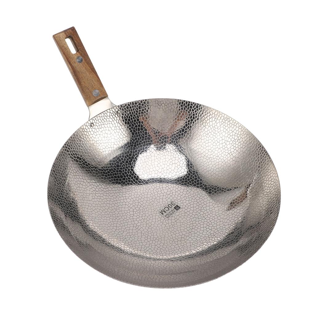 Pánev s dřevěnou rukojetí Rychlé zahřívání Nerezová ocel 304 Multifunkční Nepřilnavá pánev Wok