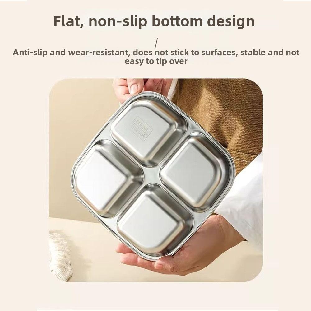 Leak Proof Stainless Steel  Lunch Box Reusable Student Meal Plate Food Container  Child School