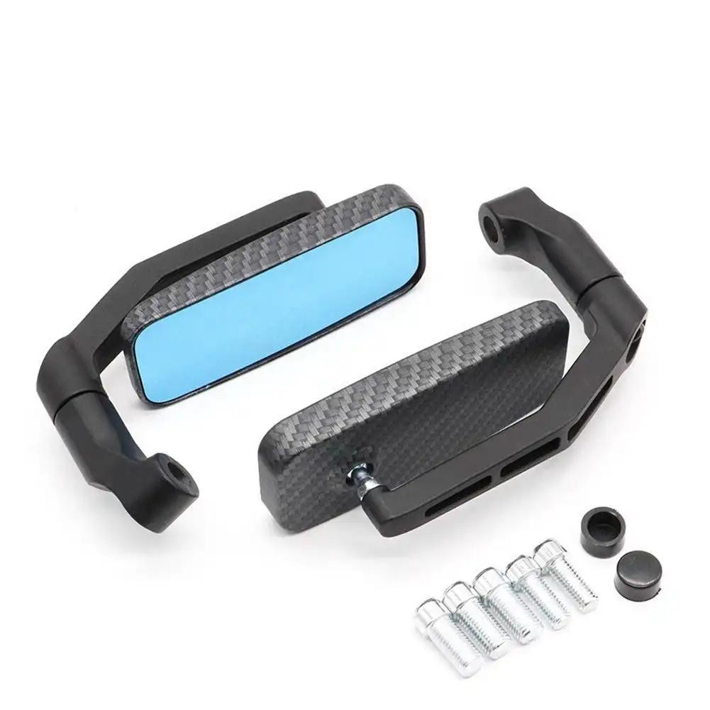 1 Pair Motorcycle Bar End Side Rearview Mirrors For Scooter ATV Motorbike Bike Handlebar Anti-Glare Blue Glass Rear View Mirror