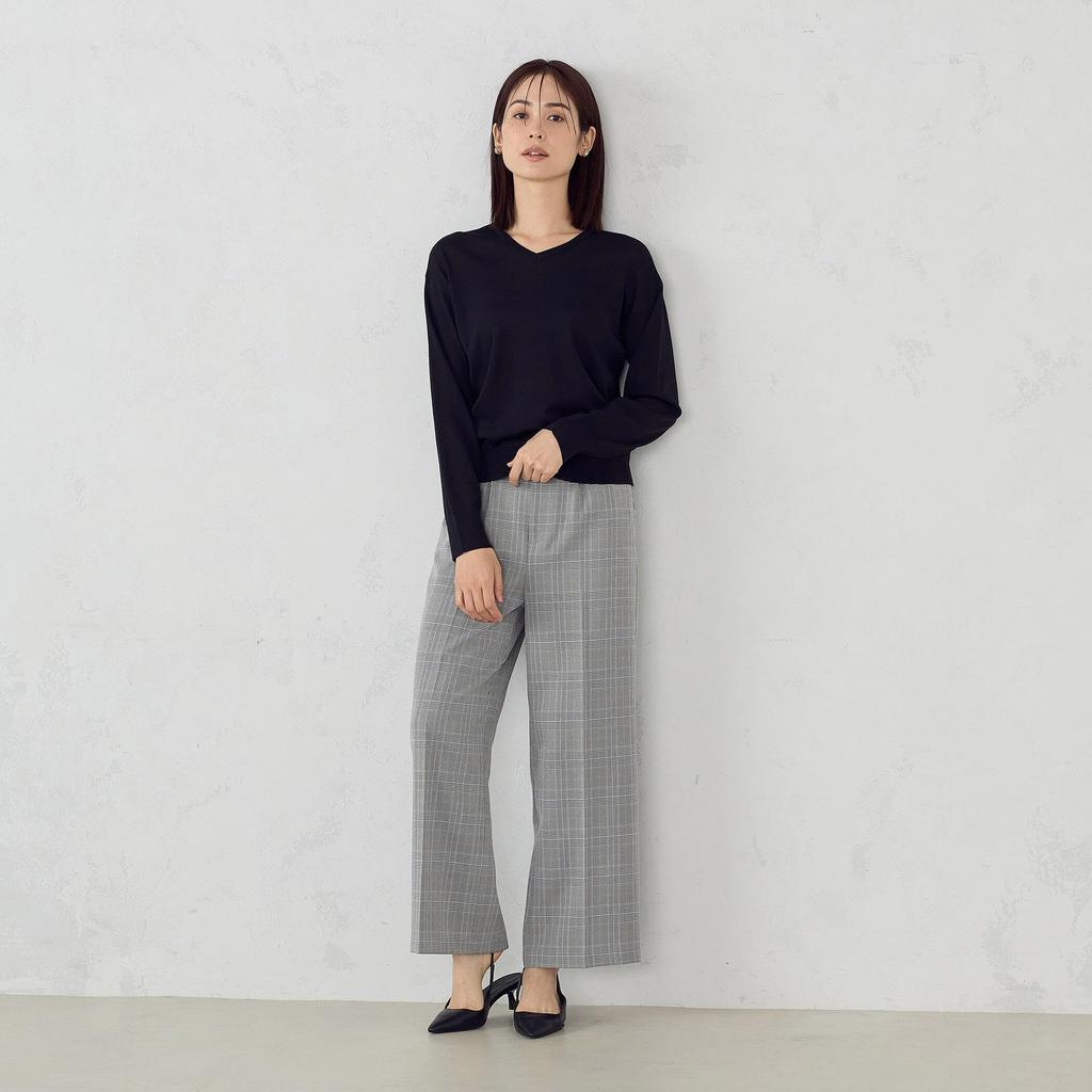 Comme Ca Ism Glen Check Wide Size Size S Pants, 38-52PK51-205, Gray,